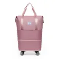 Large capacity mauve pink foldable travel trolley bag with silent universal wheels - Universal Wheel Style / Dusty Pink
