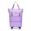 Large capacity foldable light purple travel bag featuring smooth universal wheels - Universal Wheel Style / Light Purple