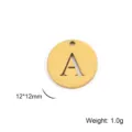 Golden stainless steel circular pendant with cutout uppercase letter A for DIY jewelry - Letter A / Gold