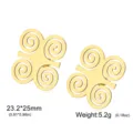 Detail view of golden Adinkra symbol stud earrings with dimensions and weight info - Gold Color Studs-Dwennimmen Symbol (18K Gold Plated)