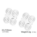 Detailed view of silver stainless steel Adinkra symbol earrings with dimensions and weight info - Silver Color Studs-Dwennimmen Symbol