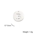 Silver stainless steel round disc pendant with cutout letter B for jewelry making - Letter B / Steel