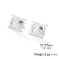 Detailed close-up of Adinkra Gye Nyame symbol stud earrings with dimensions and weight - Silver Color Studs-Gye Nyame Symbol