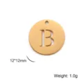Stainless steel round pendant with cutout letter B in gold finish for DIY jewelry - Letter B / Gold