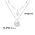 Stainless steel double layer necklace with Celtic knot and pentagram pendants, silver color SKU - Layered Chain-Witch Knot Combo A / 14x16mm And 18.9x20.5mm Double Pendants / Steel