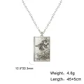 Collier avec pendentif carte de Tarot Le Mat en acier inoxydable avec chaîne ajustable - Argent Le Fou