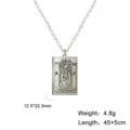 Collier Tarot en acier inoxydable avec pendentif de la carte de la Grande Prêtresse. - Couleur Acier La Grande Prêtresse