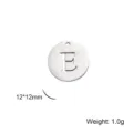 Stainless steel uppercase letter E circle pendant for DIY jewelry making, 12*12mm size - Letter E / Steel