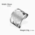 Bague ajustable en acier inoxydable 304 avec motif éléphant gravé - Relief Éléphant / Ton Argent - Style A