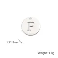 Polished silver stainless steel round pendant with engraved uppercase letter F - Letter F / Steel