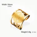 Bague ouverte avec motif éléphant en acier inoxydable doré, largeur 16mm, poids 3,8g - Relief Éléphant / Ton Or - Style A