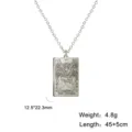 Collier pendentif carte de tarot Les Amoureux en acier inoxydable argenté gravé - Couleur Acier Les Amants