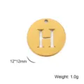 Gold-plated stainless steel letter H round pendant for DIY jewelry making 12x12mm - Letter H / Gold