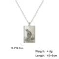 Élégant collier pendentif tarot de la Force en acier inoxydable avec chaîne réglable - Argent Justice