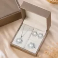 Set de bijoux perle flocon de neige argent collier boucles d'oreilles bague cadeau - Ensemble 3 Pièces Flocon de Neige (01)