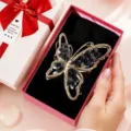 Pince à cheveux papillon style coréen, accessoire strass dégradé noir pour femme. - Pince à cheveux papillon noir et coffret cadeau