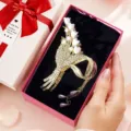 Élégante pince à cheveux bouquet de tulipes avec strass et pendentif perle pour boîte cadeau - Pince à cheveux nœud et pompon [Vert]