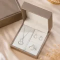 Ensemble de bijoux gourde perle avec collier boucles d'oreilles et bague variante cadeau - Ensemble 3 Pièces Courge Argentée (03)