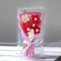 Bouquet de fleurs au crochet boîte cadeau, fleurs en tricot rouge et blanc PVC. - Rouge - boîte cadeau