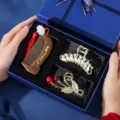 Set de regalo pinza de pelo peine Qixi San Valentín caja sorpresa romántica cumpleaños - Set de Tres Piezas Peine de Sándalo (Set Once) / Set de regalo