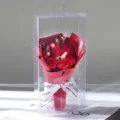 Romantisches Valentinstag Geschenk Seifenblumen Strauß in transparenter PVC Box Geschenk - 7 Blumen - Rot - Geschenkbox