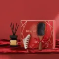 Coffret cadeau avec brosse à cheveux en bois, pince à cheveux en acétate et diffuseur - Double bonheur - Peigne à coussin d'air, barrette et aromathérapie