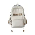 Grand sac à dos blanc crème avec rabat et broderie MDCGH pour l'école et le bureau - Blanc