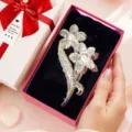 Molla per capelli fiore strass stile coreano, elegante fermaglio luminoso cristallo donna. - Molletta a doppia fiore con strass e perle con set scatola regalo