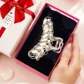 Elegante molletta per capelli in metallo con perle e strass, variante confezione regalo. - Molletta a pavone e set confezione regalo