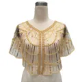 Elegant gold sequined and beaded capelet shawl for formal evening party dress cover-ups - Tops / 806# Gold