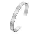 Polished silver African symbols open cuff bracelet with 8mm width engraved Adinkra patterns - Steel Color Etched African Symbols Style