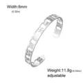 Adjustable 8mm stainless steel cuff bracelet with intricate hollowed African symbols - Steel Color Hollow African Symbols Style