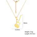 Gold 304 stainless steel guitar pendant necklace with size and weight info - Gold Guitar Brooch