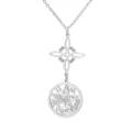 Silver stainless steel Witch's Knot and pentagram cutout pendant necklace for women - Hollow Disc Rune (Style 4) / Steel