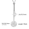 Silver stainless steel necklace featuring a hollow witch's knot and pentagram pendant design - Long Style 75cm (Style 6) / Steel