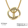 Collier pendentif marteau de Thor viking en acier inoxydable 304 plaqué or pour homme - Marteau de Thor (Chaîne Box) / 33x34mm / Acier