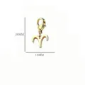 Colgante Aries de acero inoxidable 304 dorado con cierre de mosquetón premium, 26mm x 14mm - Aries / 26x14mm / Dorado