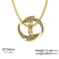 Collier marteau de Thor viking en finition or avec des runes gravées et chaîne 60cm - Marteau de Thor (Chaîne Forçat 3MM) / 33x34mm / Acier