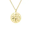 Golden stainless steel necklace featuring a hollow pentagram pendant with occult signs - Etched Rune Circle (Etched Pentagram) / Gold