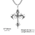 Collier avec pendentif croix tribale en acier inoxydable vintage pour homme noir et argent - Croix (Chaîne Vénitienne) / 57x38mm / Acier