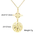 Gold stainless steel witch knot necklace featuring hollow pentagram pendant with mystic symbols - 7g/Double Pendant (Etched Style) / Steel