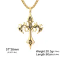 Collier pendentif croix de Viking nordique en acier inoxydable doré pour homme - Croix (Chaîne Vénitienne) / 57x38mm / Or