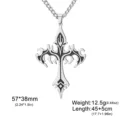 Collier pendentif croix marteau de Thor viking gothique en acier inoxydable 304 bijoux - Croix (Chaîne Forçat 3MM) / 57x38mm / Acier