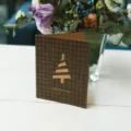 Biglietto di auguri di Natale in carta kraft scozzese con design ad albero dorato - Stile Albero di Natale / 1 Biglietto Con 1 Busta
