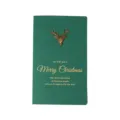 Carte de vœux de Noël vert foncé avec une tête de cerf en métal bronze vintage. - Tête de Cerf
