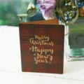 Biglietto di auguri natalizi con motivo scozzese rosso e scritte oro - Stile Testo Merry Christmas / 1 Biglietto Con 1 Busta