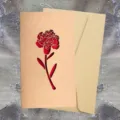 Biglietto di auguri vintage in carta kraft con garofano intagliato a laser e busta - Carnation