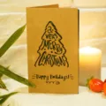 Retro kraft paper laser cutout Christmas card with Merry Christmas tree design - Christmas Tree