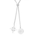 Silver stainless steel Witch's Knot and pentagram coin pendant adjustable necklace - Double Pendant Style (Style 1) / Steel