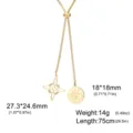 Gold stainless steel Witch's Knot necklace featuring a pentagram medallion pendant detail - Double Pendant Style (Style 1) / Gold